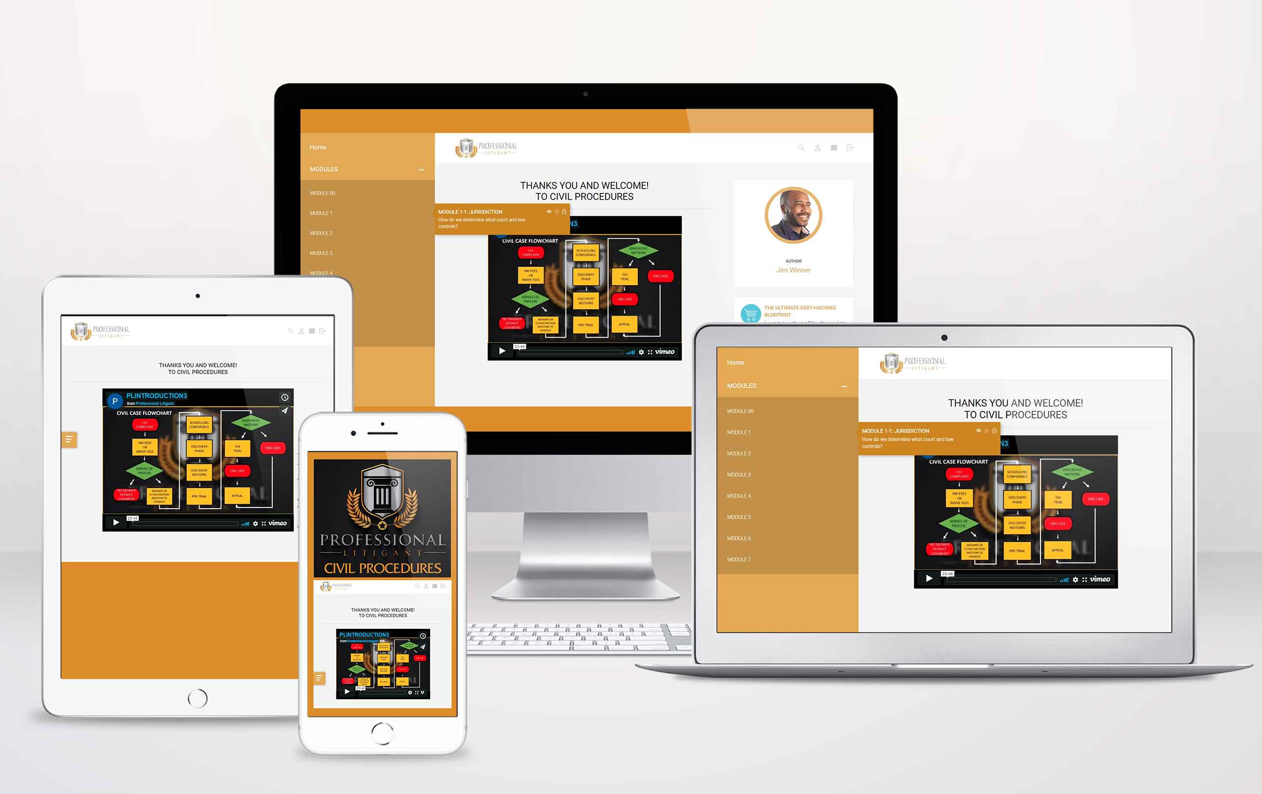Professional Litigant course library interface
